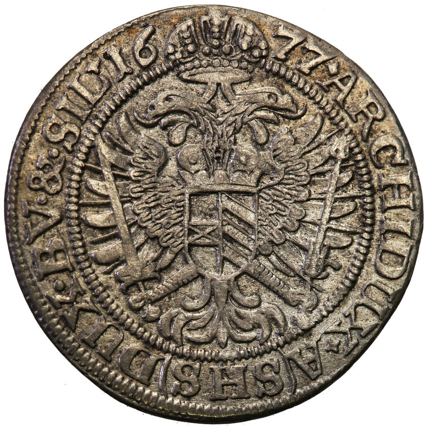 Śląsk. Leopold I 1658-1705, 6 krajcarów 1677 SHS, Wrocław